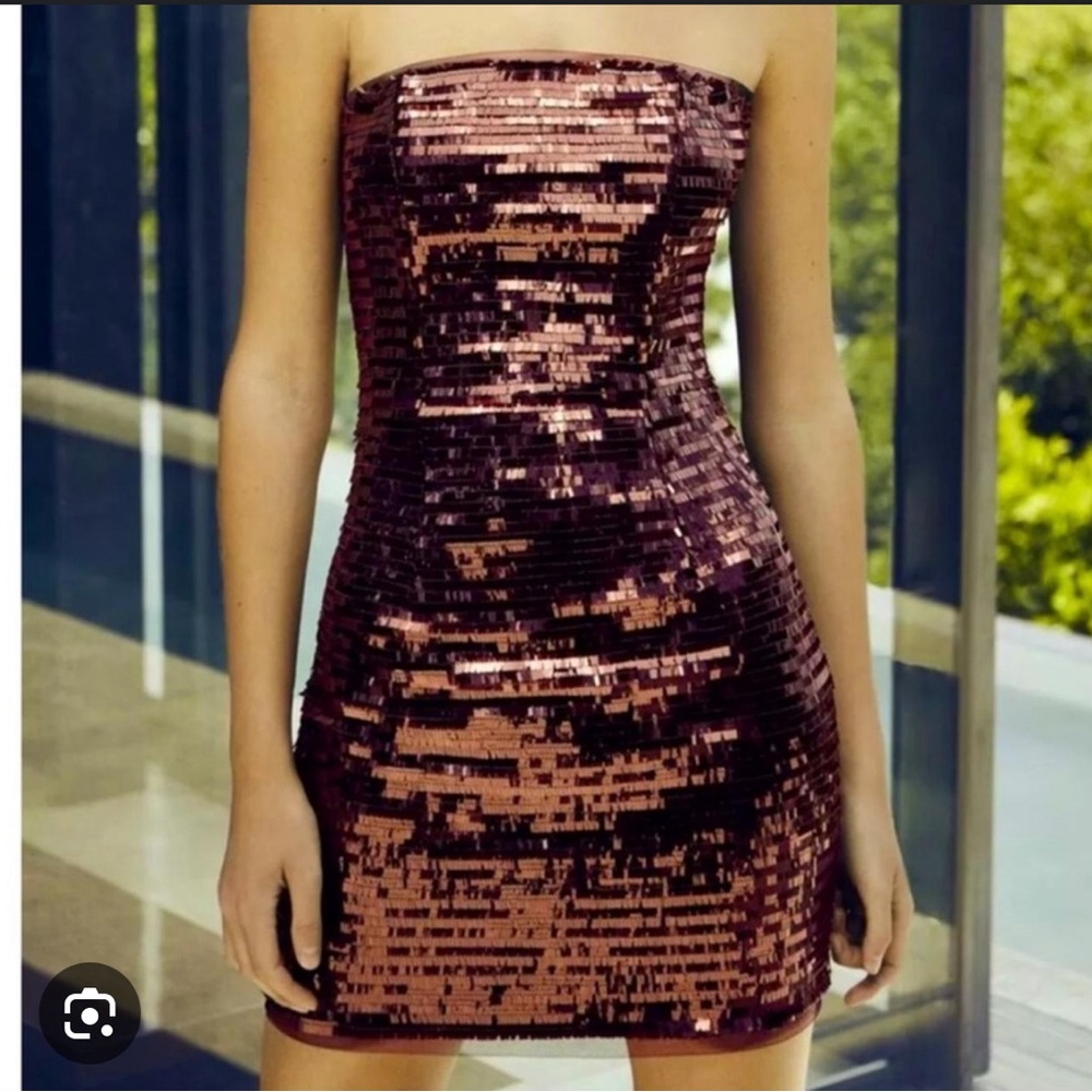 Haney Naomi strapless sequin mini dress Red Wine !! - Picture 4 of 4